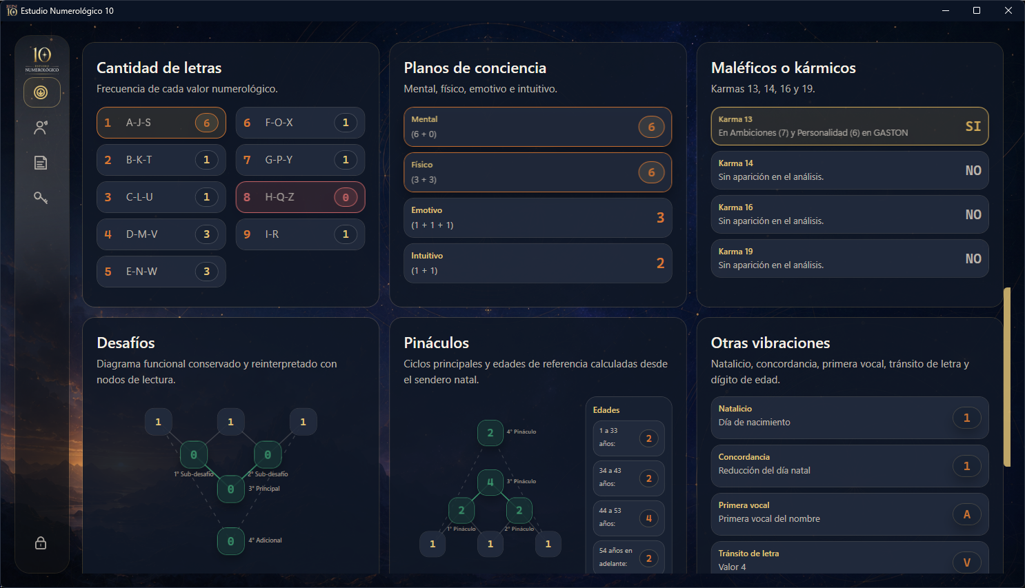Vista de Estudio Numerológico 10 — Módulo 1