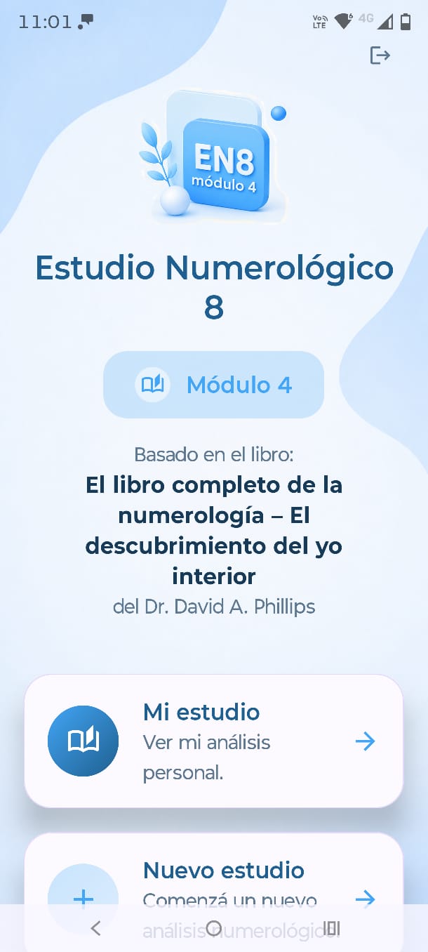 Vista de Estudio Numerológico para móviles — Módulo 4